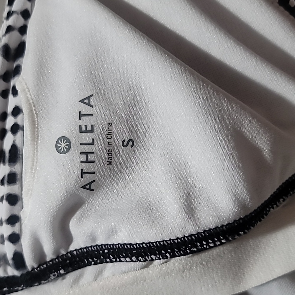 Athleta Sleeveless Swimwear Tankini Haltar Top Black White Vacation Resortwear - Picture 11 of 13